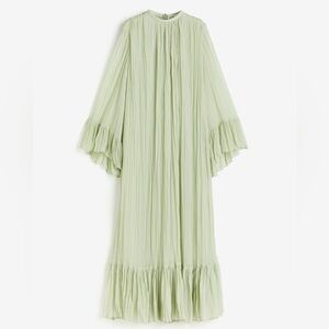H&M Seafoam Green Pleated Elegant Pastel Mint Midi Maxi Dress